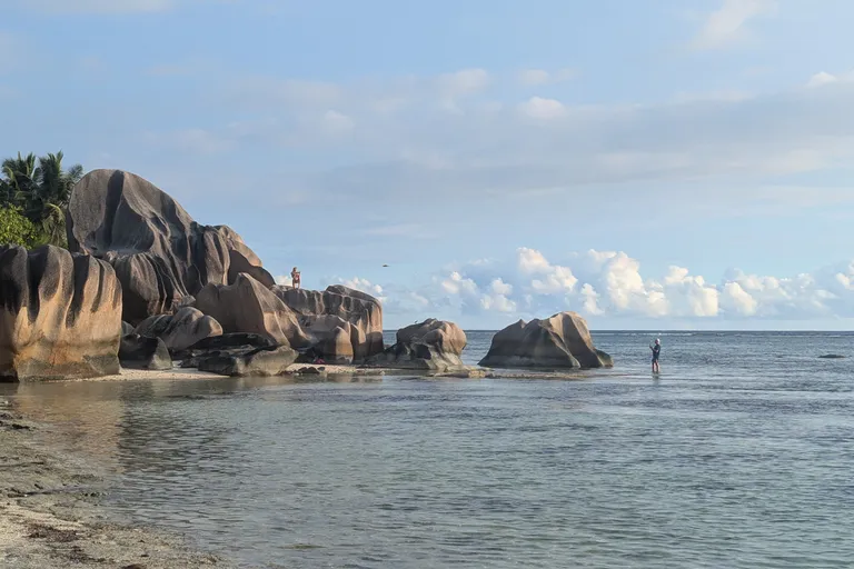Granite boulders and turquoise water at Anse Source d'Argent in Seychelles