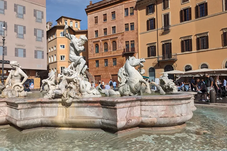 Historic Roman architecture and city streets in Rome