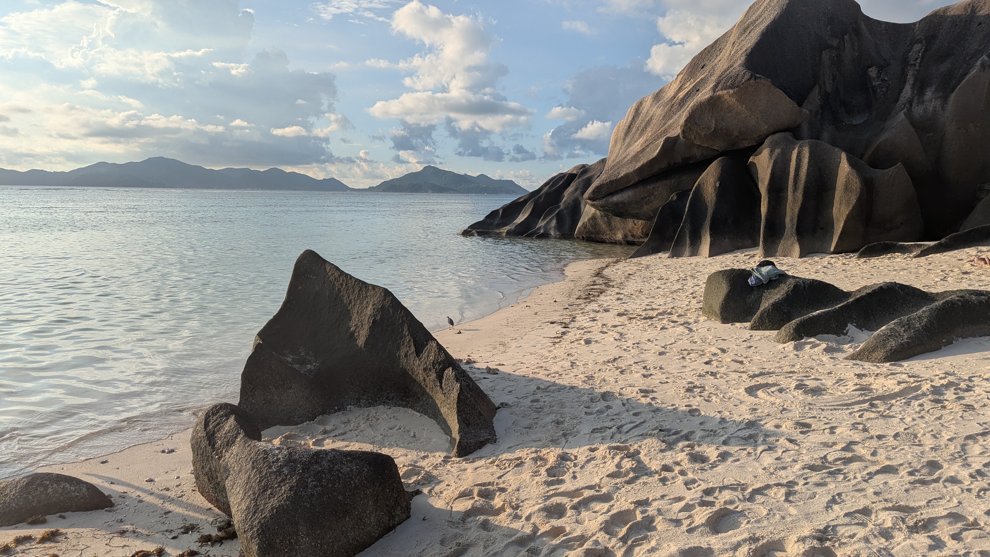 Palm-framed shoreline and clear water at Anse Source d'Argent