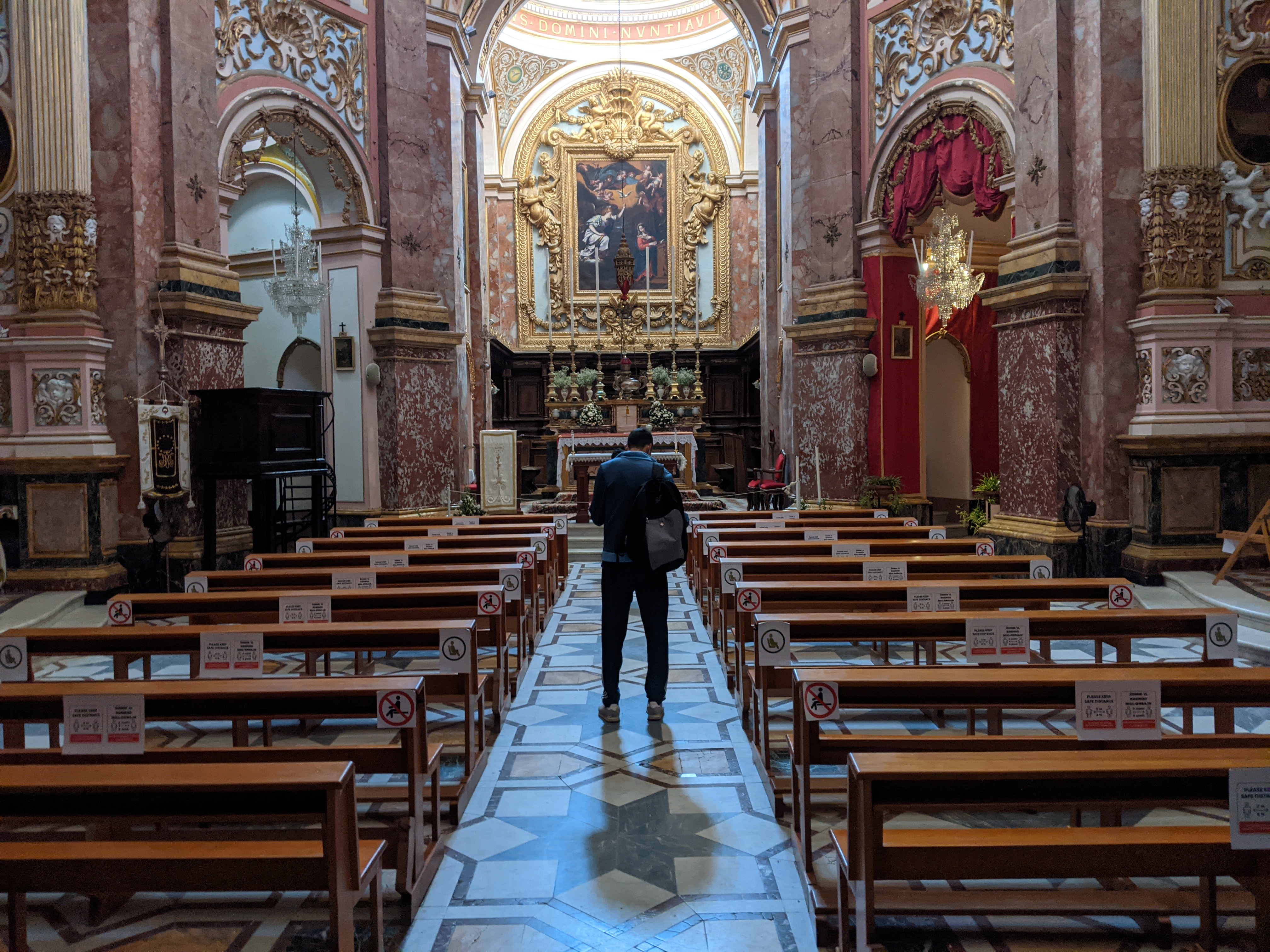 Ornate Baroque church interior in Malta