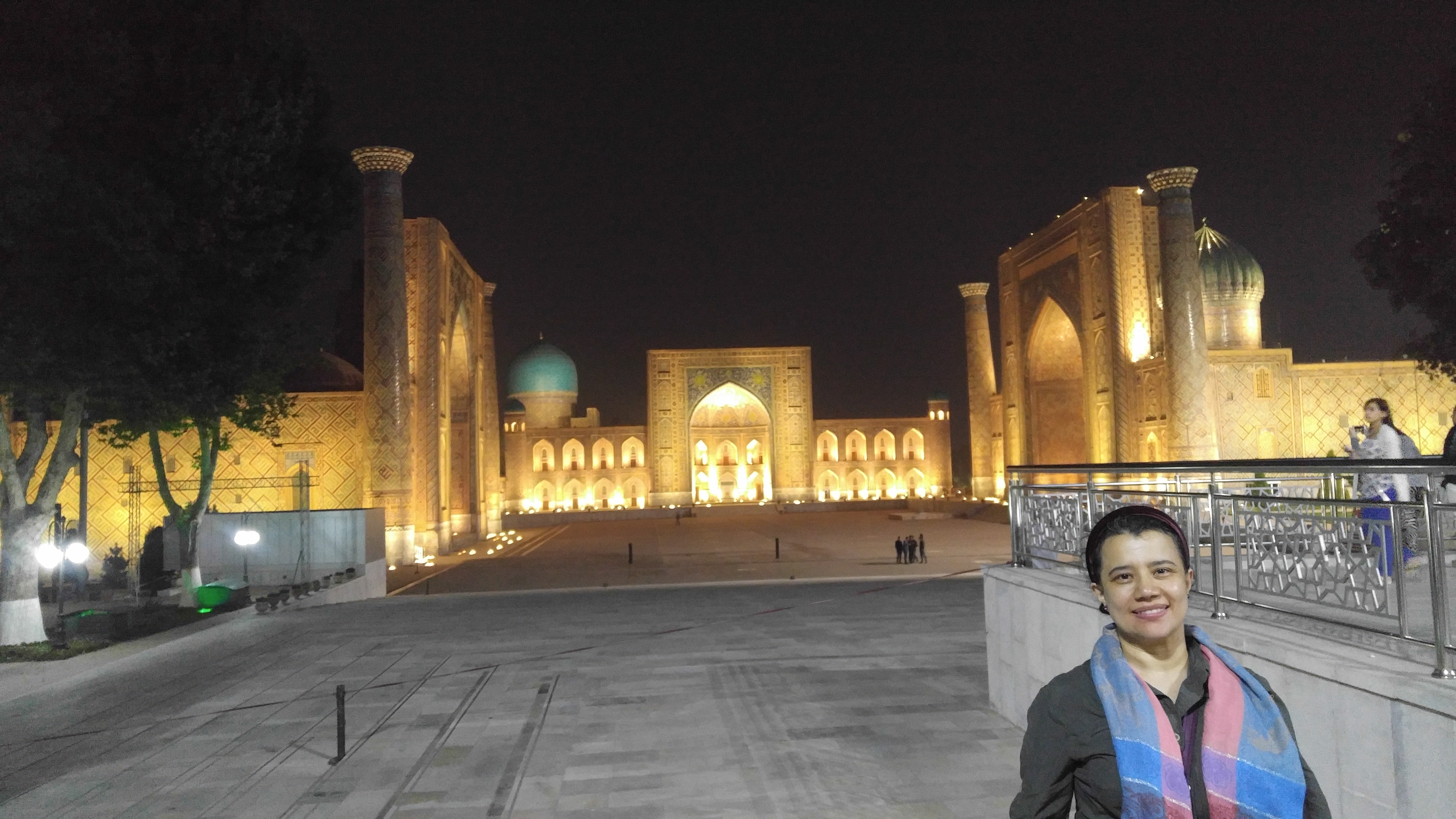 Blue-tiled madrasa facade at Registan Square