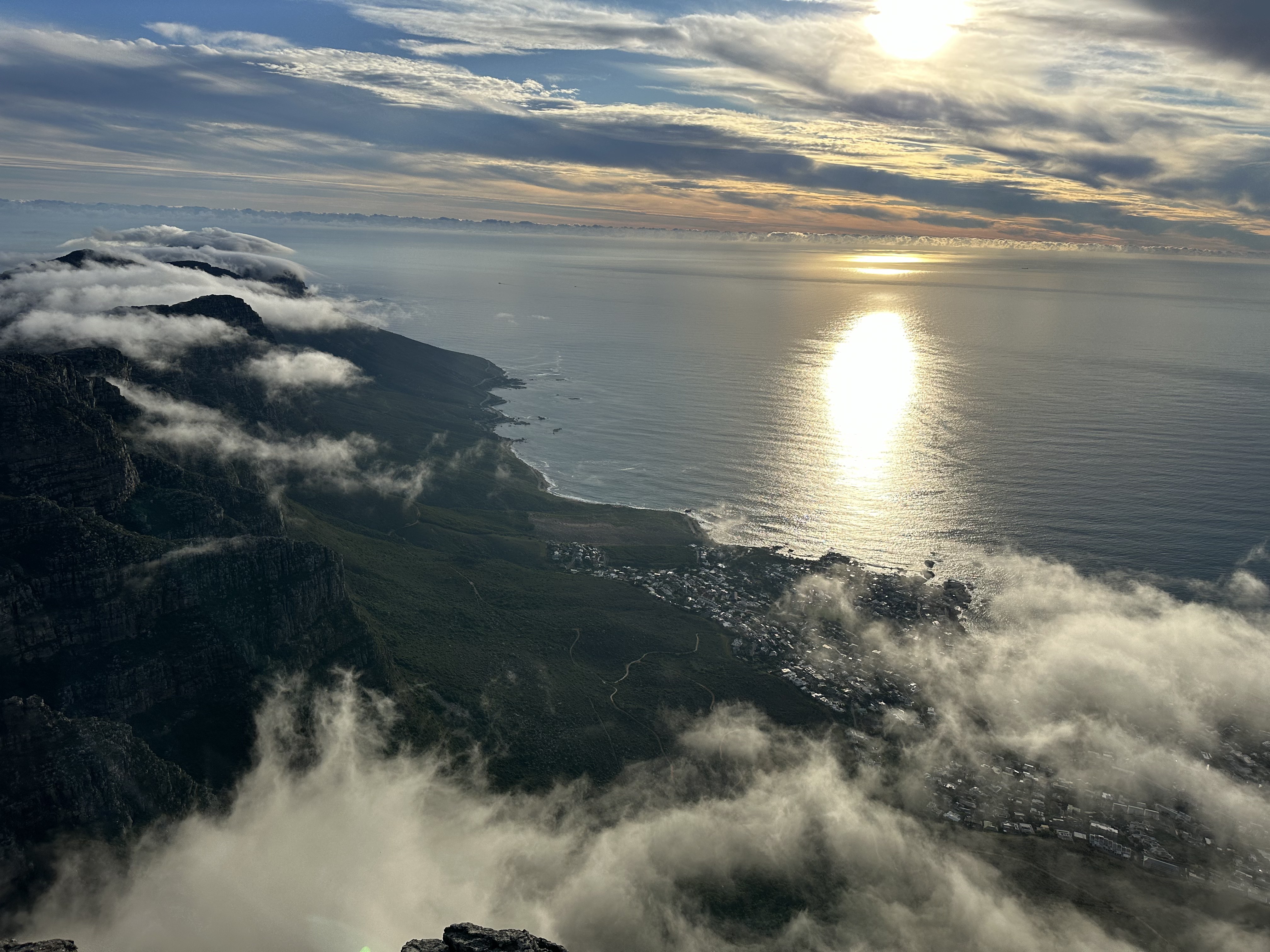 Table Mountain seen above Cape Town with the city spread along the coastline