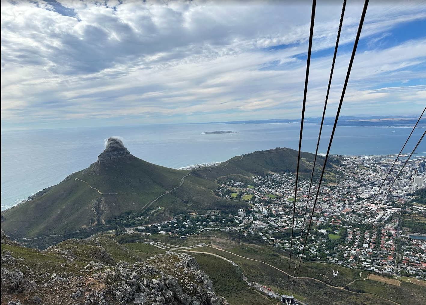 Table Mountain seen across Cape Town's coastline and city landscape