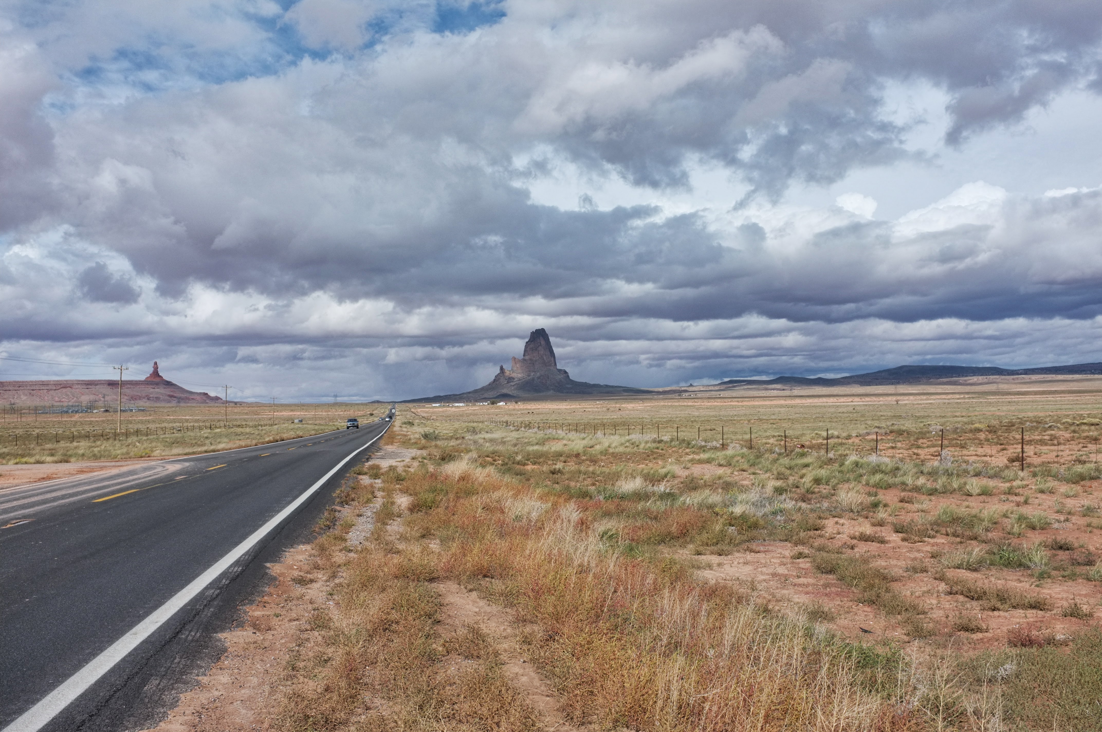 Desert formations and open sky in Valley of the Gods