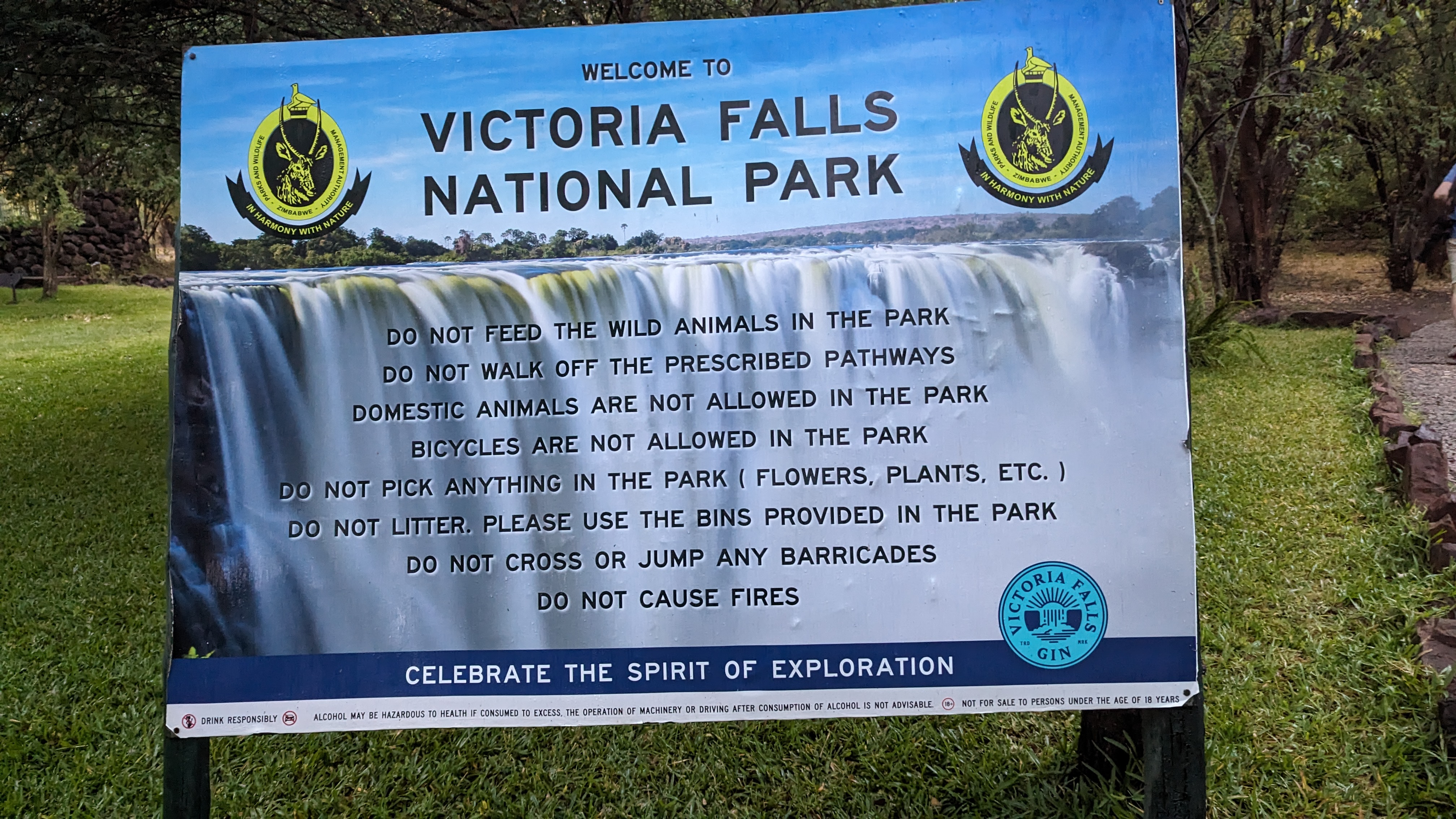 Wide view of Victoria Falls and the Zambezi River